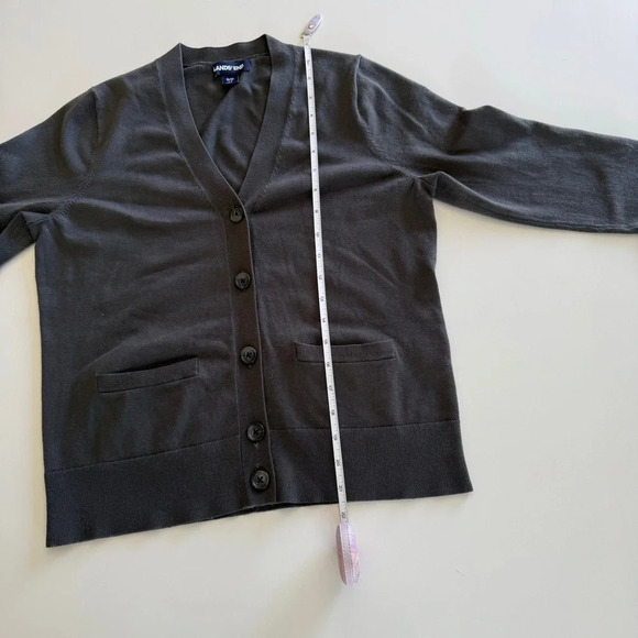 Lands End- V neck- Button Up- Cardigan- Dark- Charcoal-Gray-Women’s- S - Picture 8 of 9